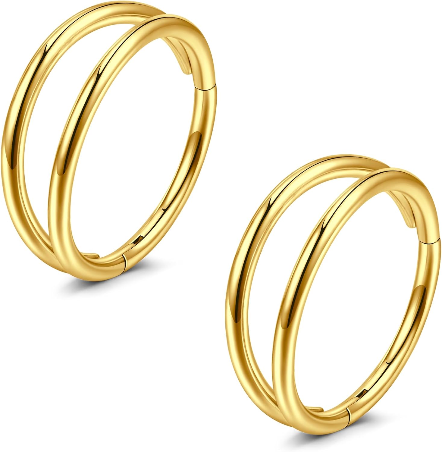 JFORYOU 2PCS Anneau Double Nez 16G/18G/20G Clicker Segment à Charnière Anneau de Septum Acier chirurgical 316L Anneau Helix Cartilage Conch Tragus Hoop Bijoux de Piercing pour Femmes Hommes
