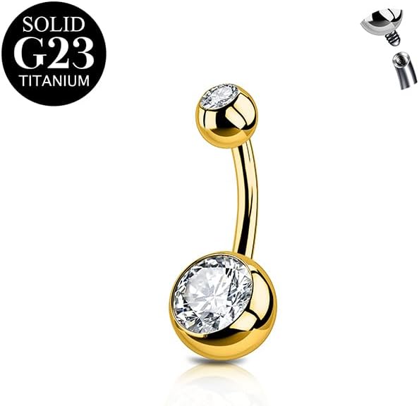 Piercing nombril argent,6mm 8mm 10mm 10mm 12mm 14mm 16mm Piercing nombril Titane pour femmes 1 pièce 14G solide G23 Piercing Titane nombril Barbell Bijoux Rings for Body Piercing