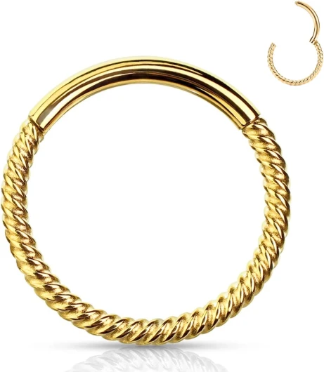 YEBOCIYO Piercing Nez Piercing Anneaux Piercing Tragus Piercing Septum Helix Conch Piercing Ring Acier Chirurgical Or Argent Rosegold Noir Arcenciel 16G Or 16g-12mm