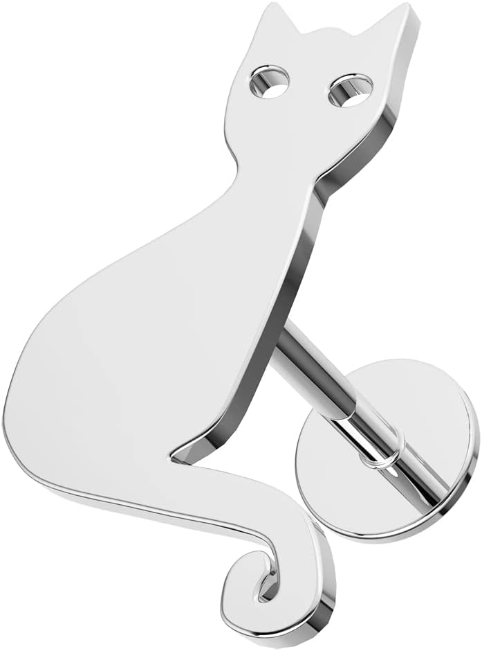 AZARIO LONDON Piercing labret cartilage tragus en forme de chat uni en acier chirurgical calibre 16, 16 Gauge - 6mm Length, Acier chirurgical 316L, Pas de gemme