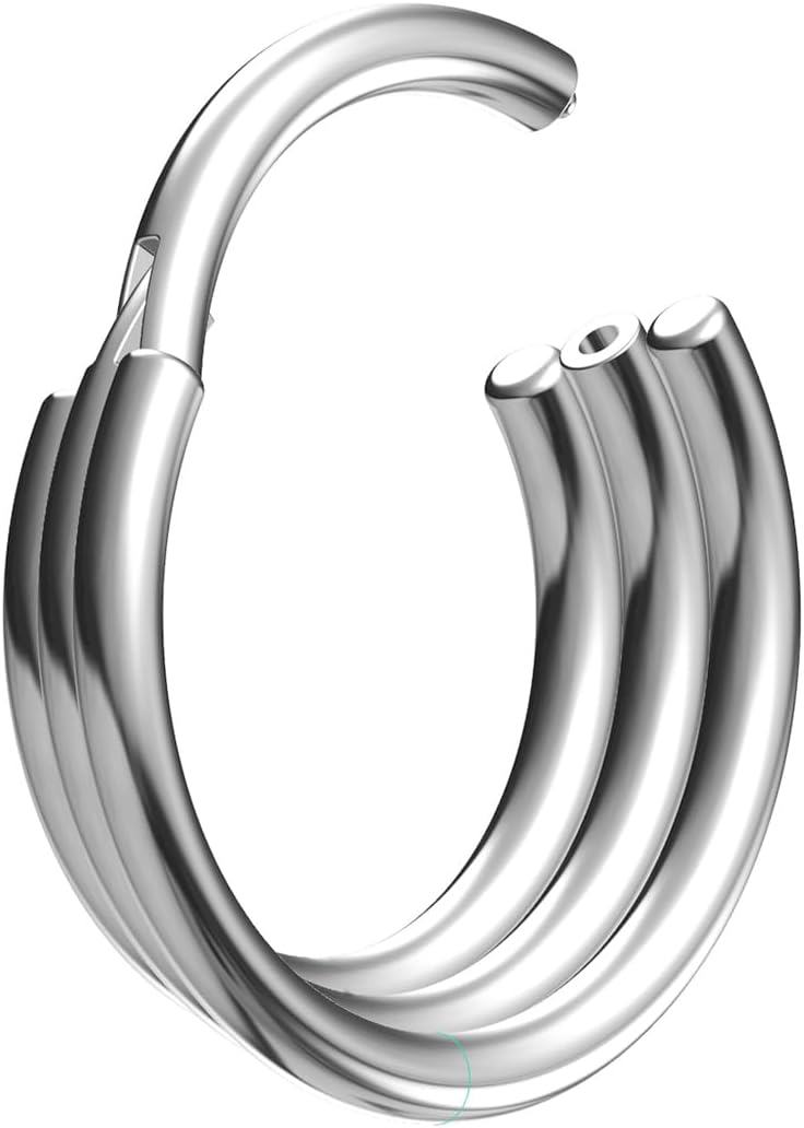 NewkeepsR 2PCS-1.2mm Diamètre 8mm/10mm G23 Implant Titane Durable et Hypoallergénique Clicker Tribal Septum Anneau Daith Piercing 1pc-1,2×10mm anneaux clicker empilés