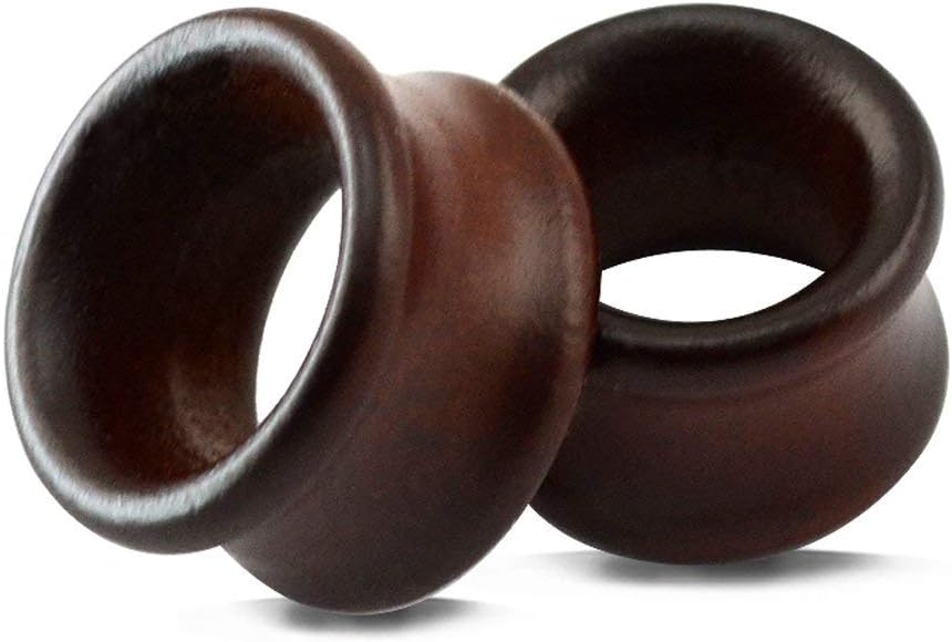 ZeSen Jewelry Tunnel d'oreille Bois Organique Naturel Brown Ear Plugs Ecarteur 8mm Expansion Kit Piercing Hommes et Femmes