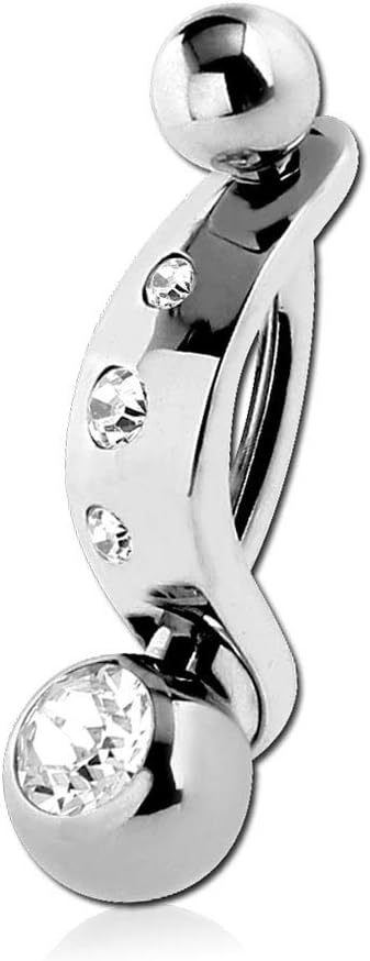 Viva-adorno Christina Z552 Piercing intime en acier chirurgical 316L pour nombril Banane Bouclier Cristal Bananabell