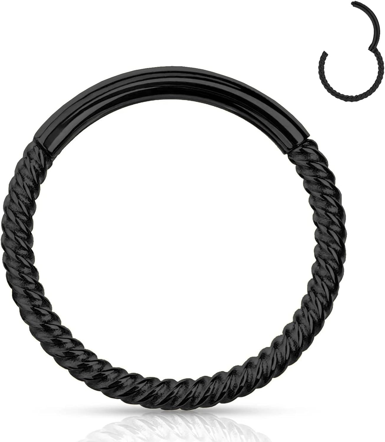 YEBOCIYO Piercing Nez Piercing Anneaux Piercing Tragus Piercing Septum Helix Conch Piercing Ring Acier Chirurgical Or Argent Rosegold Noir Arcenciel 16G Noir 18g-10mm