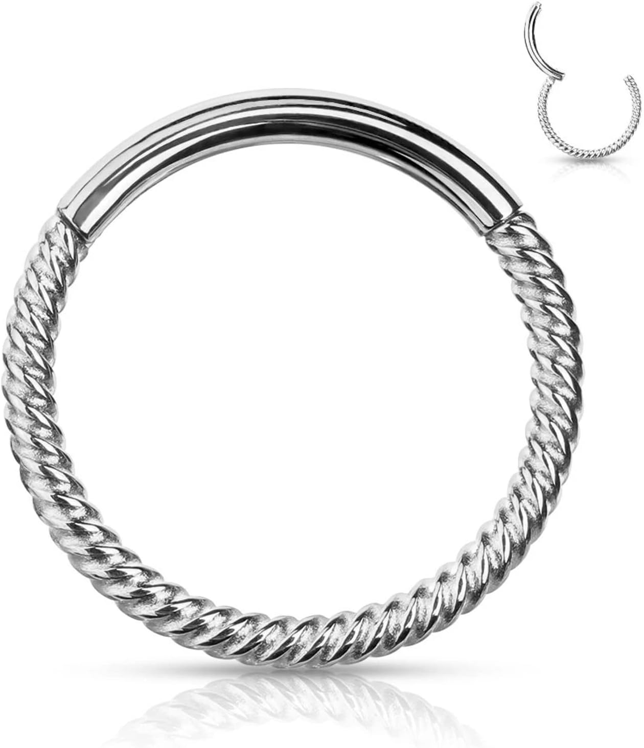 YEBOCIYO Piercing Nez Piercing Anneaux Piercing Tragus Piercing Septum Helix Conch Piercing Ring Acier Chirurgical Or Argent Rosegold Noir Arcenciel 16G Argent 16g-6mm