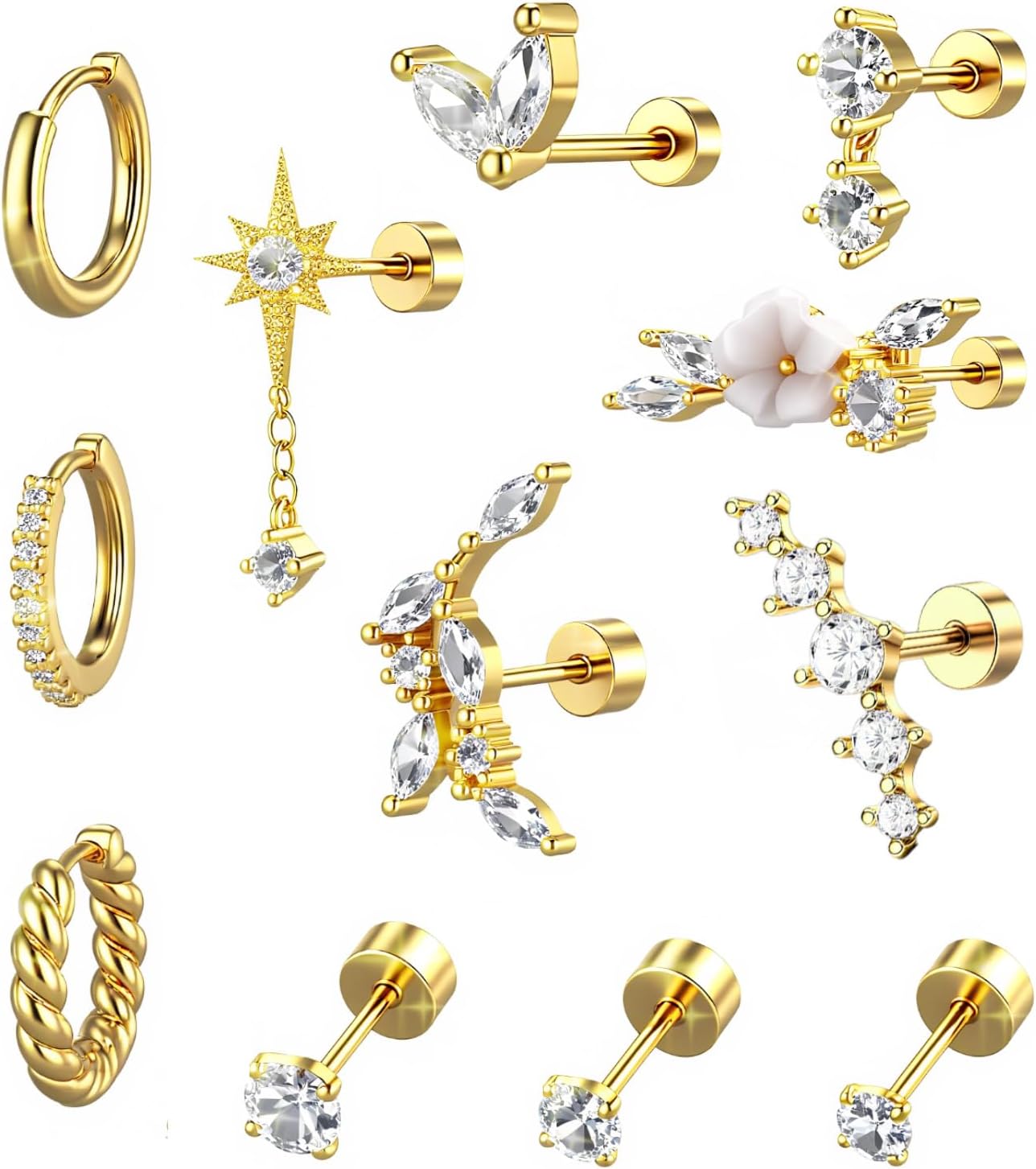 Jomdjmskes Boucles d'Oreilles Femme Couleur or