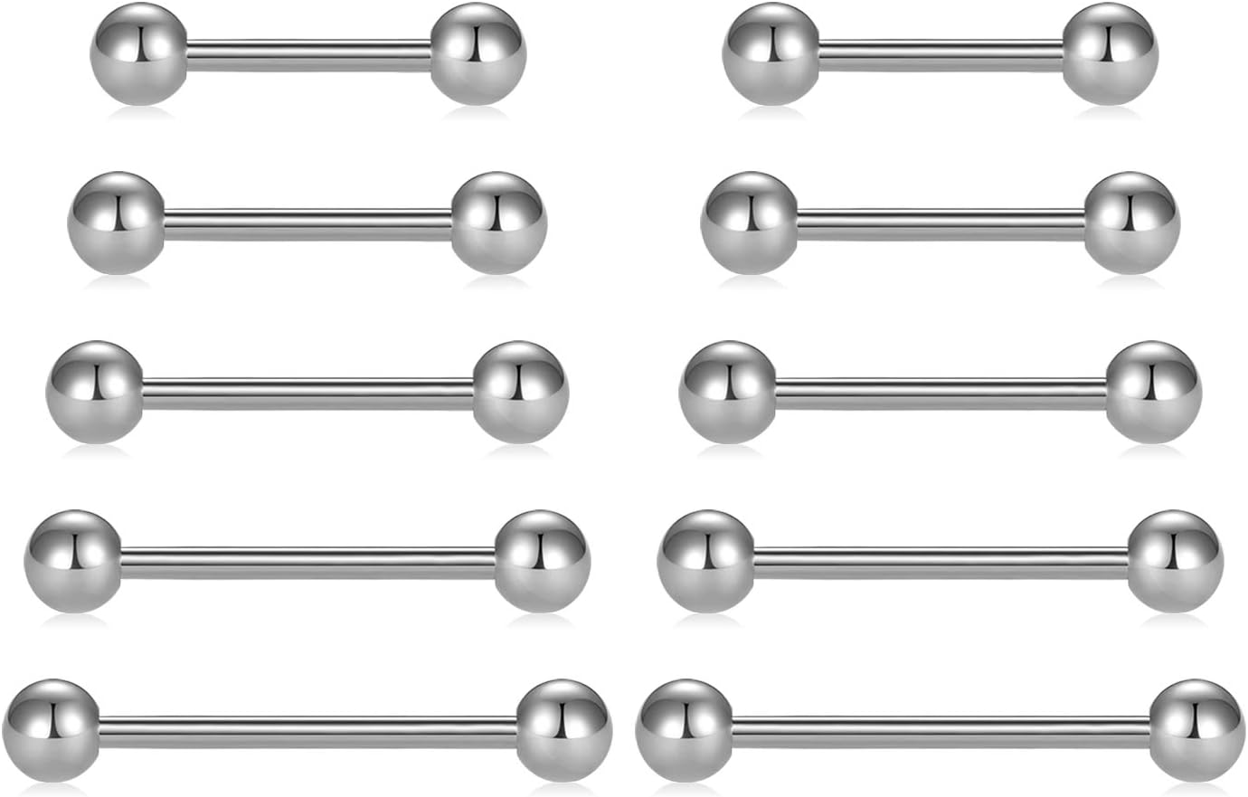 14G Acier Chirurgical Piercing Langue Teton pour Femme Homme Anneau de Langue Anneau de Mamelon Barbell Piercing Bijoux 12-20MM Style-1