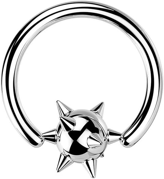 Ile aux piercings Piercing anneau sein teton poitrine boule pointe pic pique spike en 3d relief a clipser 1.6x12mm