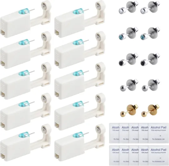 CONNECTION Perceur D'oreille,Kit Percage Oreille,Pistolets de Piercing D'oreille Jetables, Indolore Outil de Perçage D'oreilles pour Filles Femmes et Homme Piercing Tragus Percing (Lot de 10）