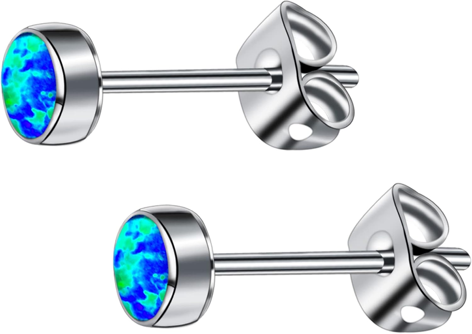 G23 Titane Opale Boucles D'oreilles pour Femmes Filles Hypoallergénique Birthstone Boucles D'oreilles Sans Nickel pour Oreilles Sensibles Bijoux De Mode 3mm Black Opal