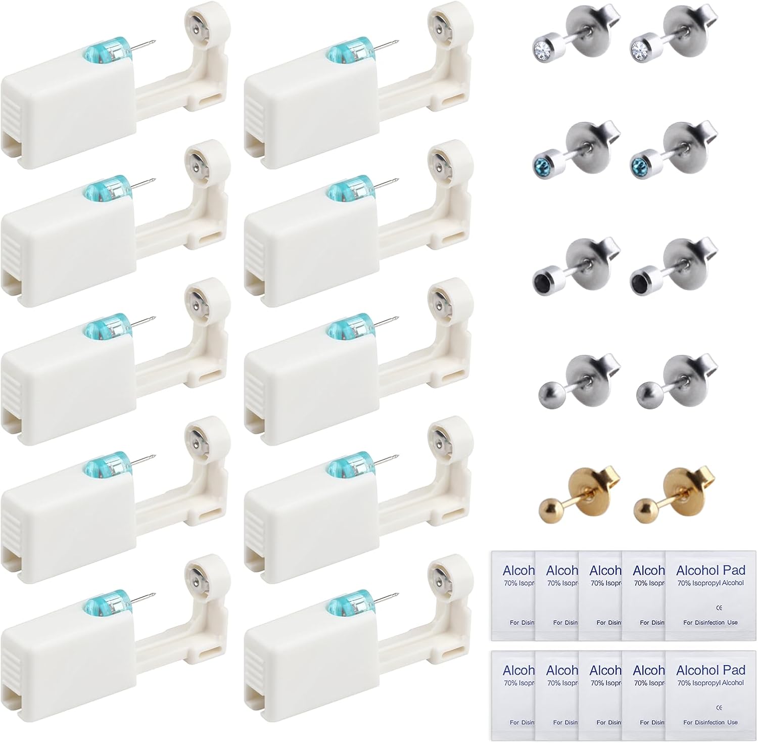 CONNECTION Perceur D'oreille,Kit Percage Oreille,Pistolets de Piercing D'oreille Jetables, Indolore Outil de Perçage D'oreilles pour Filles Femmes et Homme Piercing Tragus Percing (Lot de 10）