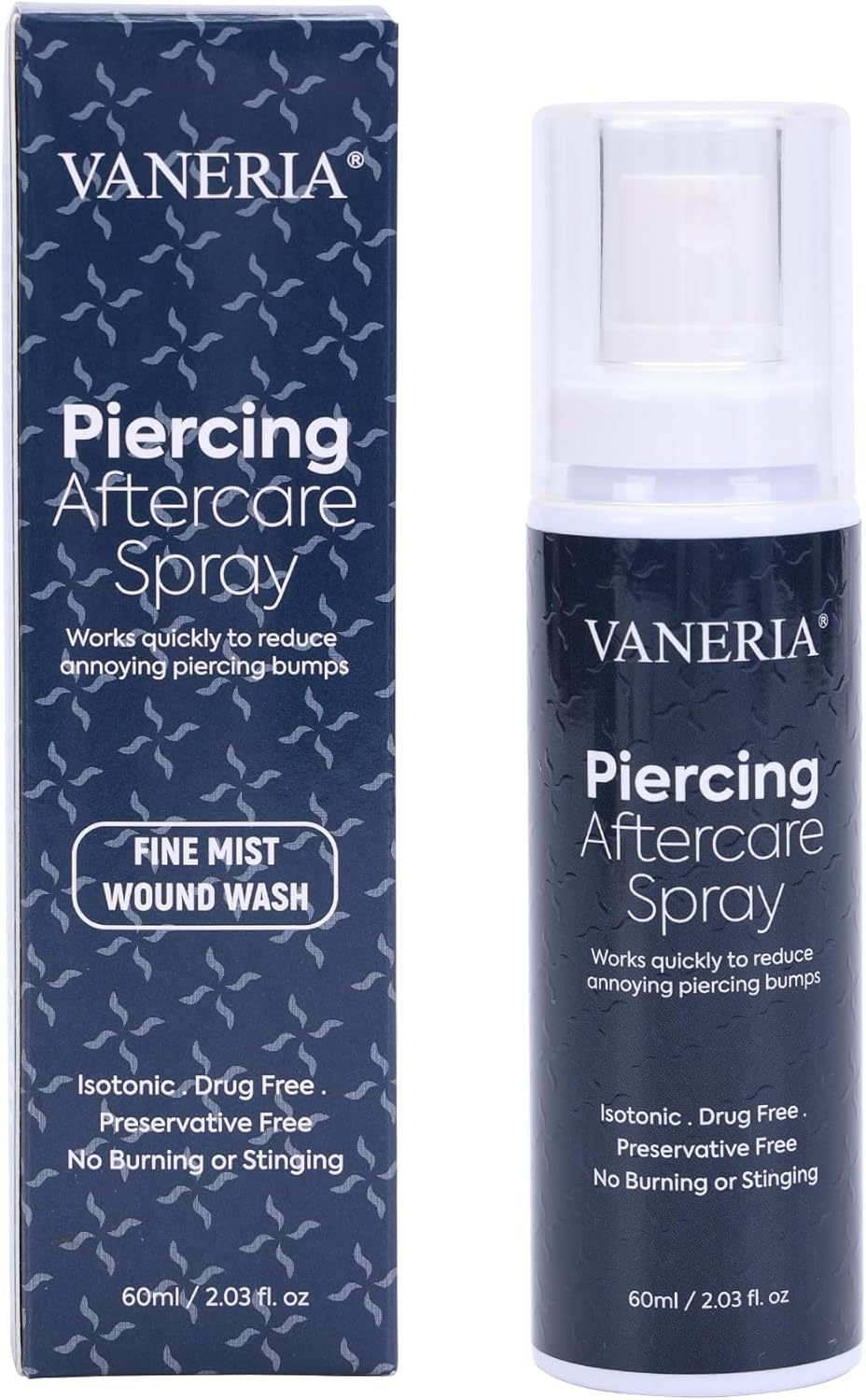 Piercing Aftercare Spray,Spray de soin après piercing,Antibactérien,Nettoyant,Favorise la cicatrisation,Pour percer les oreilles,le nez et d'autres parties du corps(60ml/2.03oz)