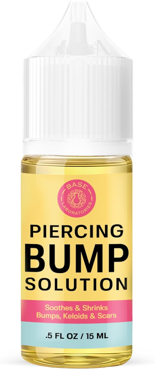 Solution Nettoyage Piercing Base Labs - Élimination Des Chéloïdes - Désinfectant Plaie Après Piercing - Solution Piercings Pour Nez & Oreille - HE Romarin & Lavande - 15ml 15ml (Paquet De 1)