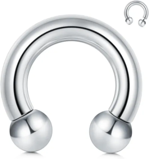 FECTAS PA Ring - Anneau de Piercing Prince Albert 00G-0G-2G-4G-6G-8G-10G-12G 12mm/16mm/19mm Acier Chirurgical Pierced Body Jewellery - Bijoux en Argent Barre : 10mm, Dia - : 19mm