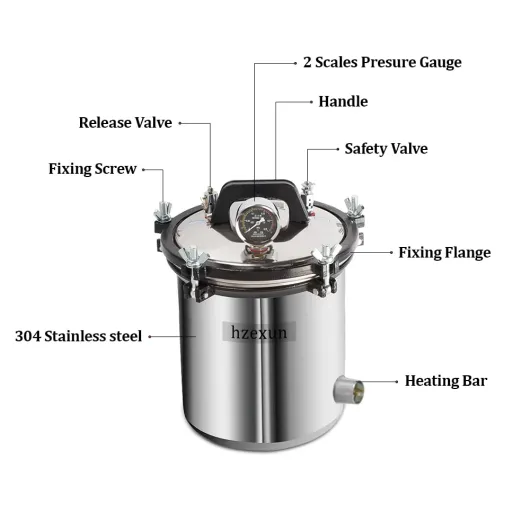 Autoclave en acier inoxydable stérilisateur à vapeur autoclave électrique de dispositif de stérilisateur de vapeur pour l'équipement médical dentaire (8L)