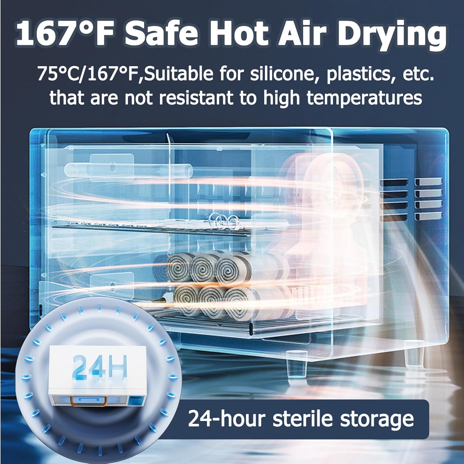 Stérilisateur d'outils à ongles 24L, autoclave stérilisation, Armoire de Désinfection UV, Stérilisateur d'esthéticienne, Stérilisateur Haute Température UV pour cosmétiques,Laboratoires,Maison 24L Noir