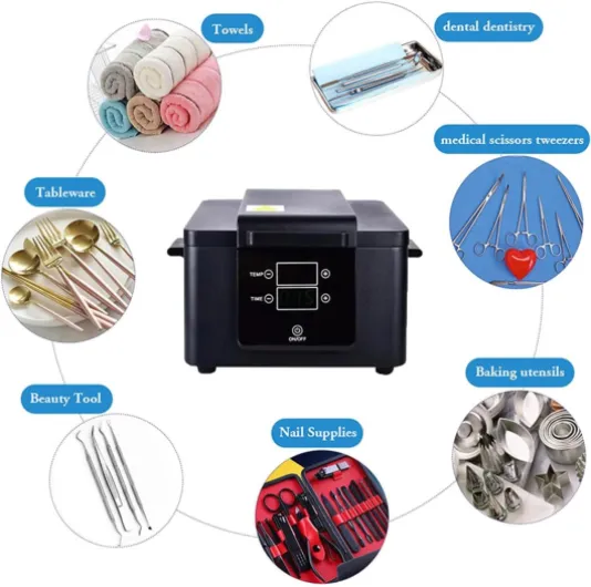 Stérilisateur Haute Température 200 ℃ Avec Minuterie, Stérilisateur D'Outils Pour Ongles, StéRilisateur à Chaleur SèChe 2,6 L, Pour Salon MéDical, Dentaire, Tatouage, Manucure,Black