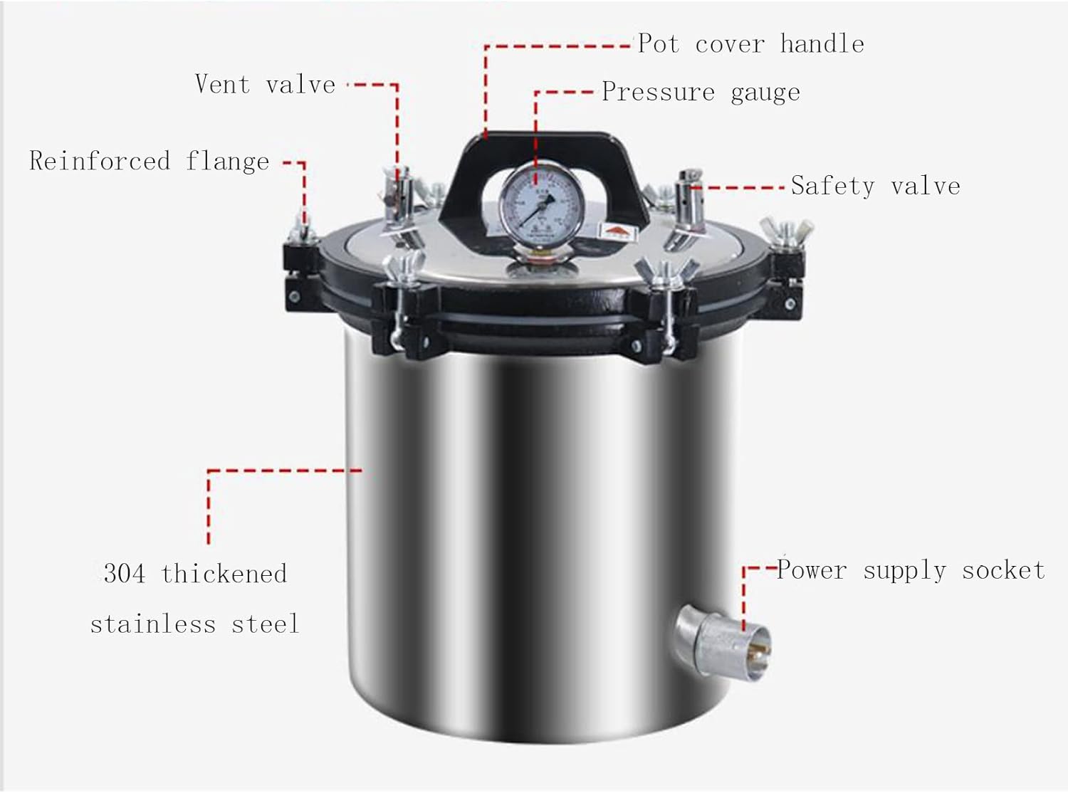 Machine portative de stérilisateur d'autoclave de Vapeur de Pression de 24L équipement portatif Vertical portatif d'autoclave de Laboratoire de Trois valves de prévention de brûlure sèche d'acier in
