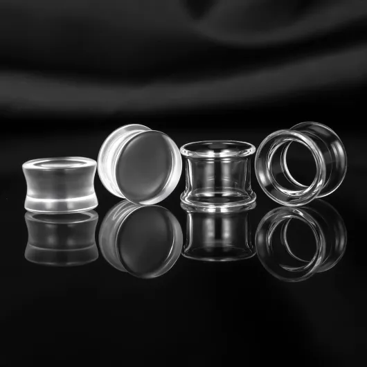 Ecarteur Oreilles 2 Paire Double Évasé Plug Tunnel d'oreille en Verre Piercing Expanseur Bijoux pour Femmes Hommes 8mm à 16mm 10mm(00G) Clair