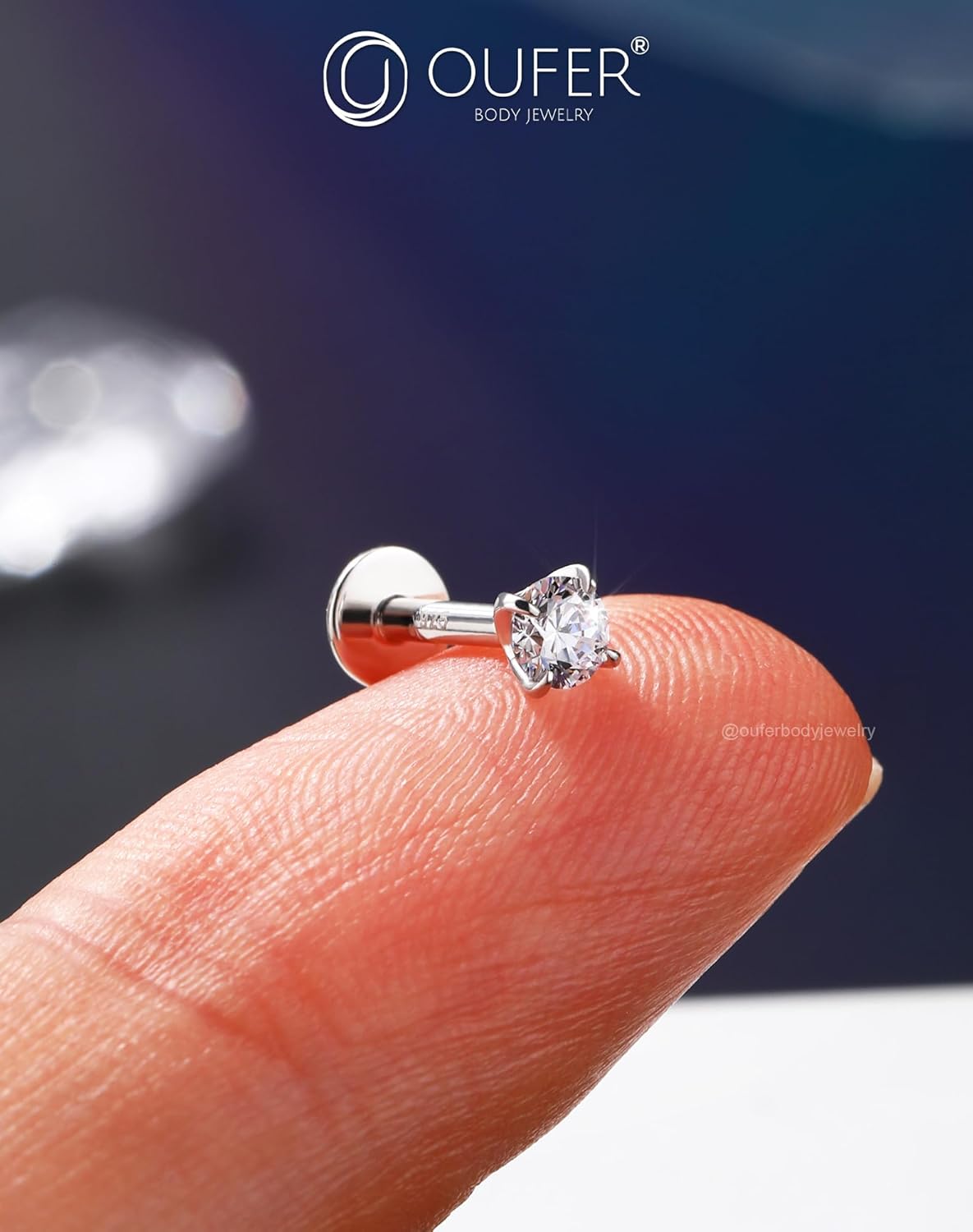 16G Piercing Helix Filetage Interne Argent 925 Piercing Oreille Cartilage Conch Transparent 3 mm CZ Anneua Tragus Conch Lobe pour Femme 6 mm Lip Stud 3mm CZ 16G6mm