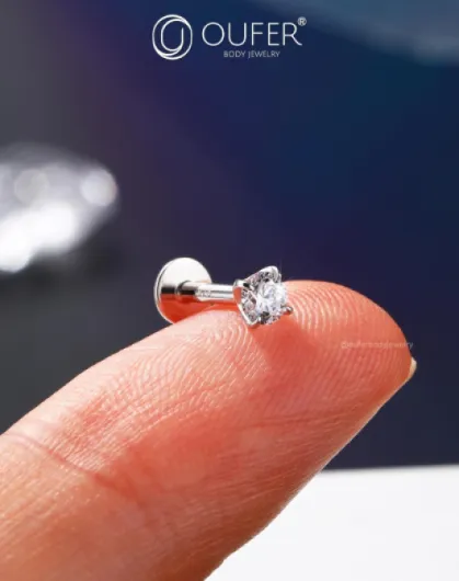 16G Piercing Helix Filetage Interne Argent 925 Piercing Oreille Cartilage Conch Transparent 3 mm CZ Anneua Tragus Conch Lobe pour Femme 6 mm Lip Stud 3mm CZ 16G6mm