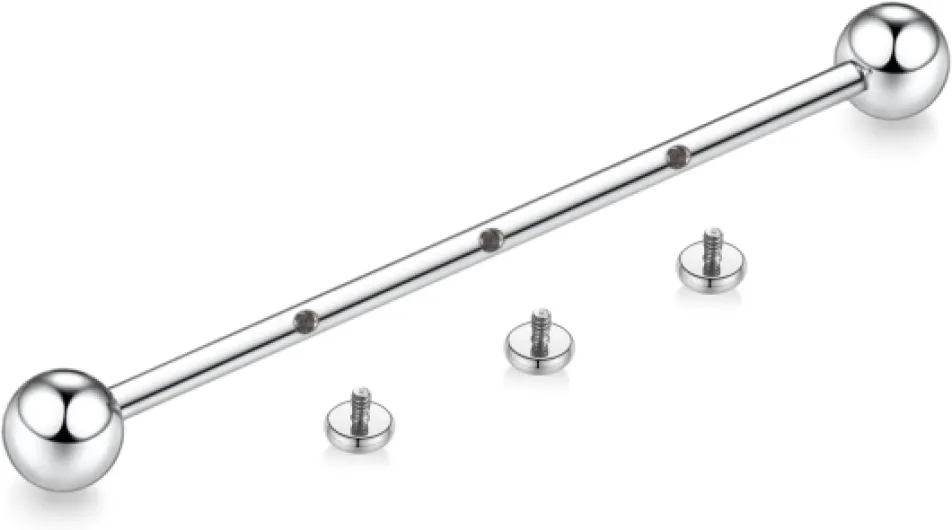 AROWRO Piercing Industriel Barre G23 Titane Cube Zircon Industriel Bijoux Cartilage Conque Helix Piercing Bijoux 14G 38mm Argent CZ 14G 38mm