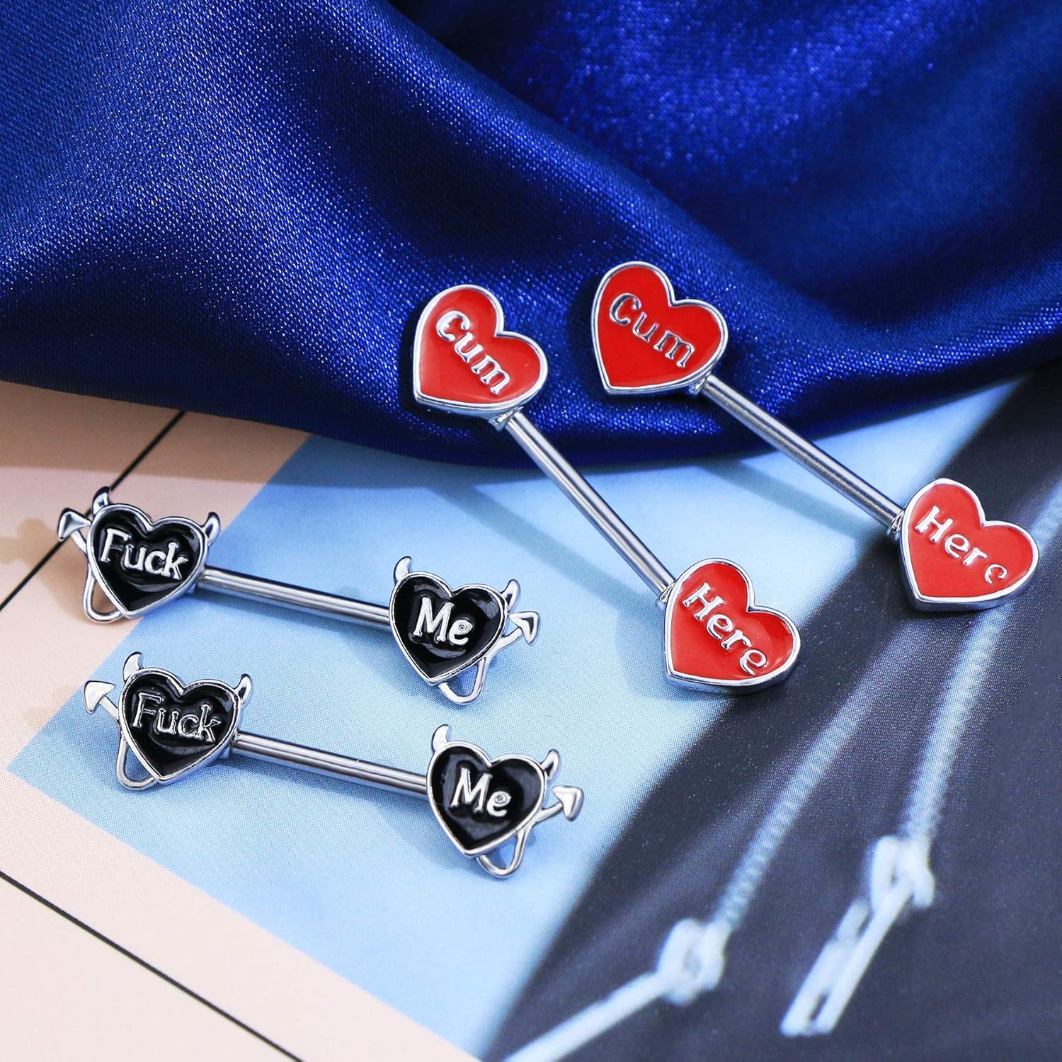 Lot de 4 piercings de téton en acier inoxydable 316L 14 G Noir