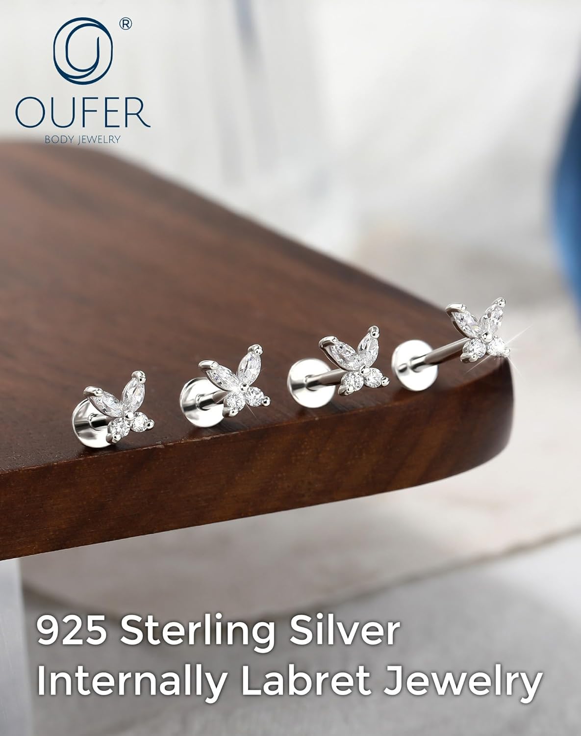 Piercing de lèvre : barre labret en argent sterling 925 avec filetage interne 16 g / 1,2 mm, bijou pour hélix, conque, tragus, méduse pour homme et femme, longueur 6–12 mm 12mm