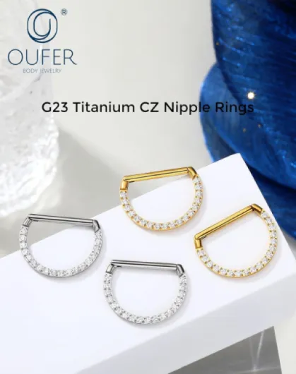 Nipple Bars: 14G Surgical Steel Gold Clicker Nipple Rings Piercing Jewellery with Clear CZ Paved for Women 1.6mm Titanium