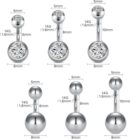 Kit Piercing en Acier Chirurgical Jetable pour Septum Nez Oreille Teton Barbell Langue Levre Kit Pistolet de Piercing A01: Argent 10MM