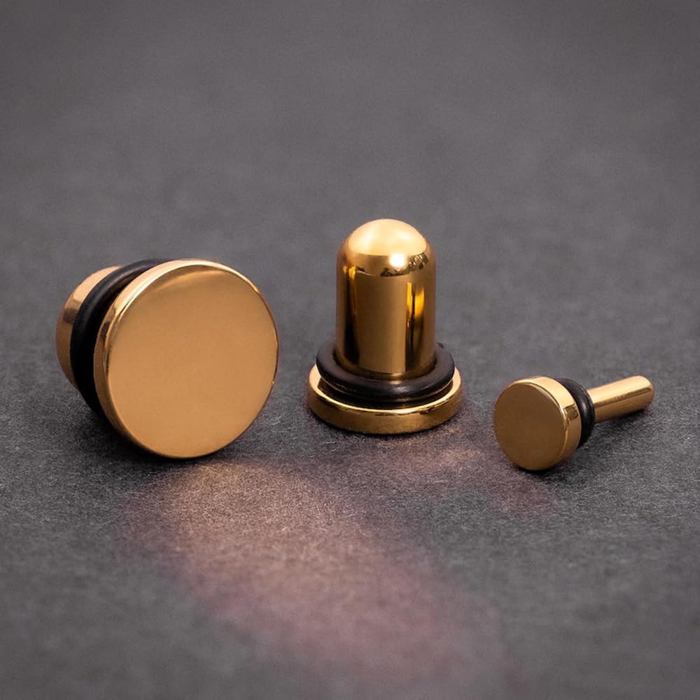 Kit ecarteur oreille 1-25mm 0.5mm Écarter ear stretching set single flare plug tunnel lot en Acier Inoxydable lobe d'oreille Piercing extension Bijoux pour Femmes Hommes 1-6mm Or