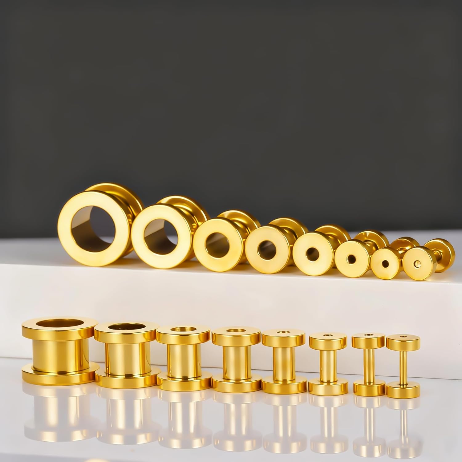 Kit ecarteur oreille 1.4mm-10mm Écarter ear stretching set Double flare plug tunnel lot en Acier Inoxydable lobe d'oreille Piercing extension Bijoux pour Femmes Hommes