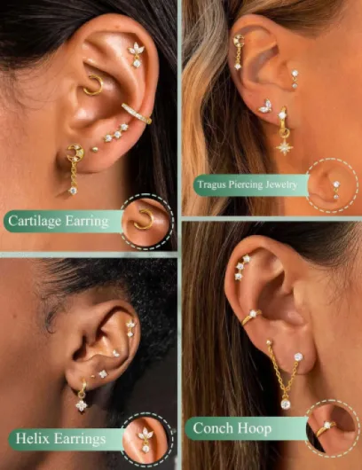 Piercing Helix Boucles d'Oreilles Femme Percing au Oreille Acier Inoxydable Piercing Tragus Acier Chirurgical Conch Rook Daith Pendantes Boucles d'Oreilles Creoles Or Argent Piercing Helix Or
