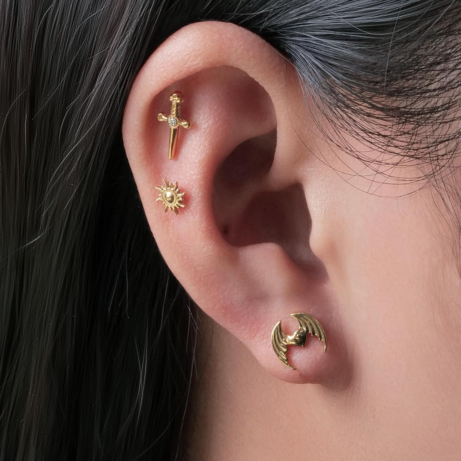 Bijoux de piercing en titane F136 hypoallergénique à dos plat, 18G, 6 mm 8 mm 10 mm, pour tragus, hélix, conque, cartilage, boucle d’oreille à tige, qualité implant couleur D