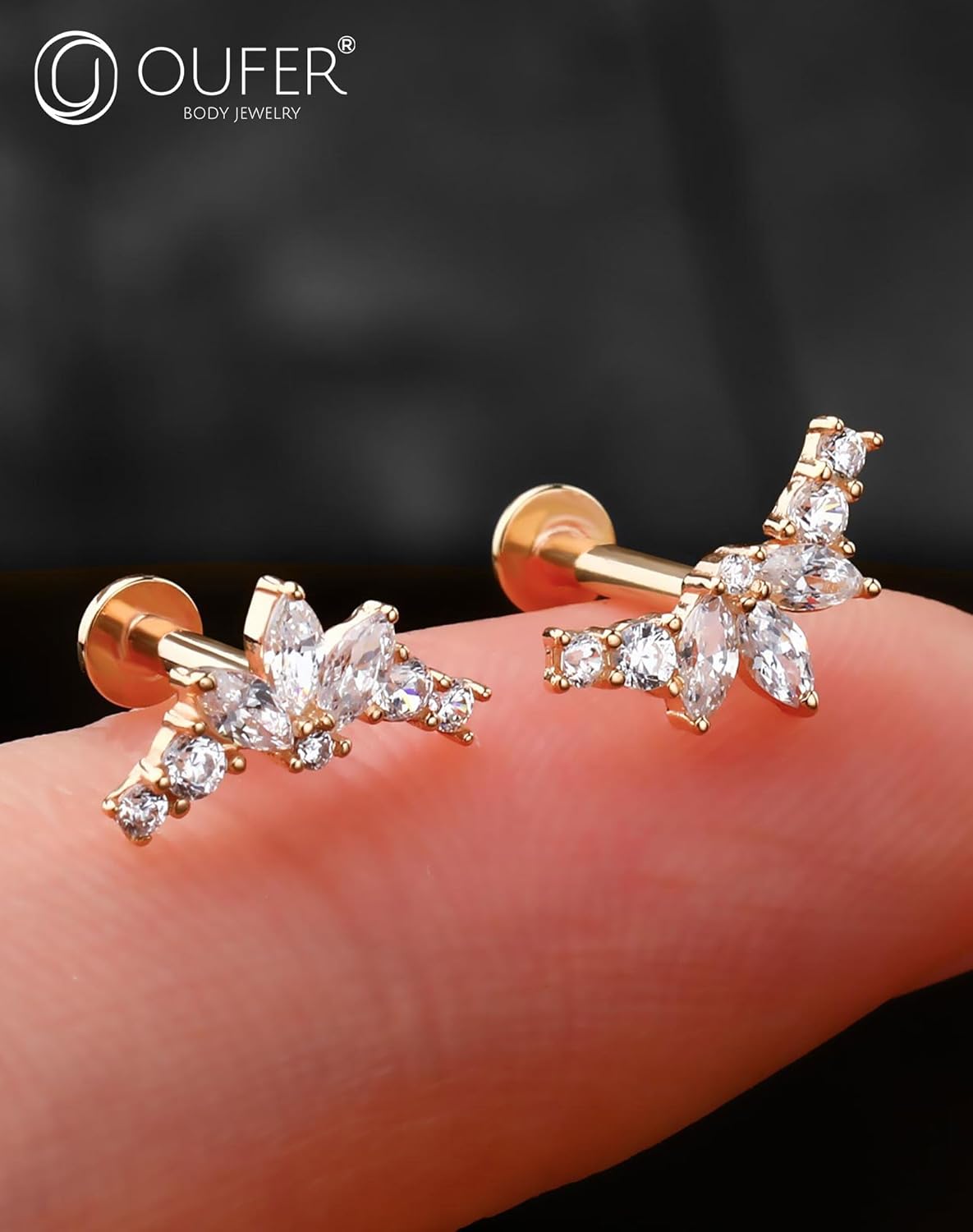 16G 14 Carats Or Piercing Oreille Cartilage 6mm/8mm Piercing Conch Anneau CZ Clair Bijoux Helix Piercing Conch Piercing Oreille Helix Piercing Helix Anneau 16G6MM