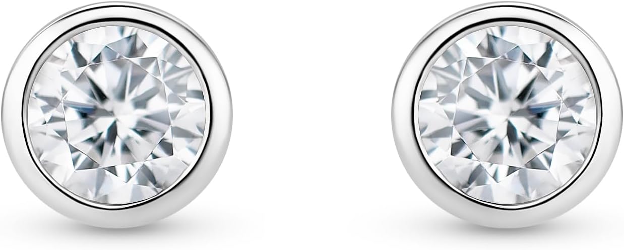 Boucles d'Oreilles Femme, Argent Sterling 925, Boucles d'Oreilles Argent et Zircons Taille Brillant, Piercing Oreille 6*6mm, Boucle d’Oreille Hypoallergénique, Bijoux Femme, Avec Boite a Bijoux