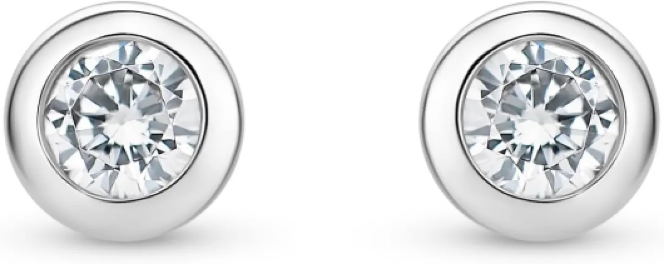 Boucles d'Oreilles Femme, Argent Sterling 925, Boucles d'Oreilles Argent et Zircons Taille Brillant, Piercing Oreille 6*6mm, Boucle d’Oreille Hypoallergénique, Bijoux Femme, Avec Boite a Bijoux