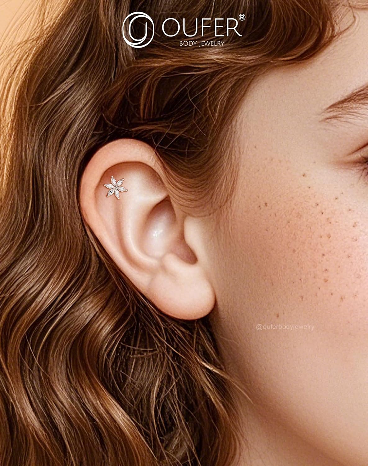 16G Fleurs Piercing Helix Filetage Intérieur Piercing Oreille Cartilag Argent 925 Tragus Stud Transparent CZ Labret Jewelry Pour Femme 8 mm 16G8mm