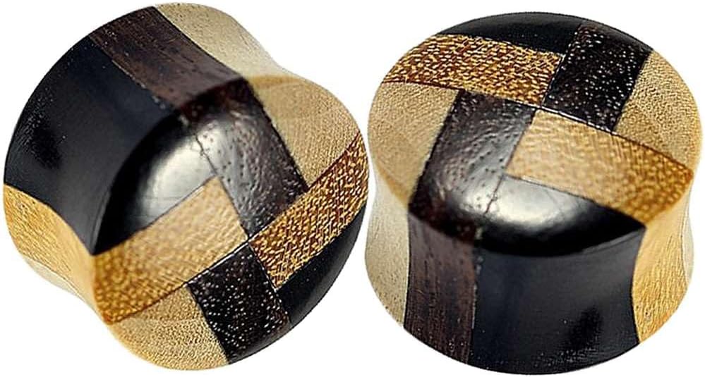 Piercing d'oreille unique fait à la main bio naturel double évasement pour lobe d'oreille - Tailles disponibles 0 g (8 mm) à 30 mm (1 paire) M01 15/16 = 24mm