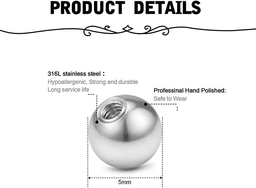 14G Piercing Langue en Acier Inoxydable Piercing Teton Mamelon Bijoux de Piercing Barbell 12/14/16/18mm Barre Droit Arcade
