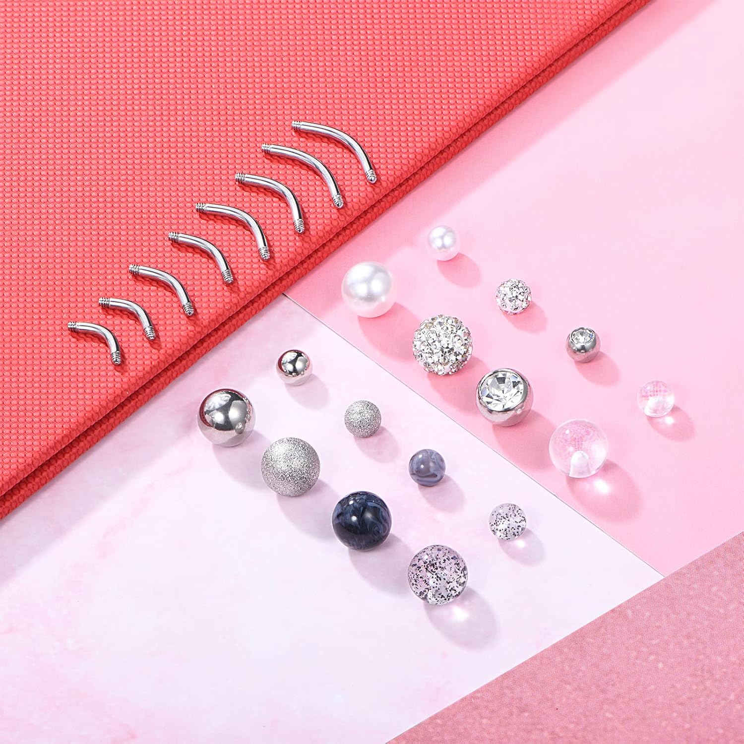 Percing Banana Nombril Boule Court Acier Chirurgical 14G 6/8/10/12mm Barres de Ventre Piercing Argent