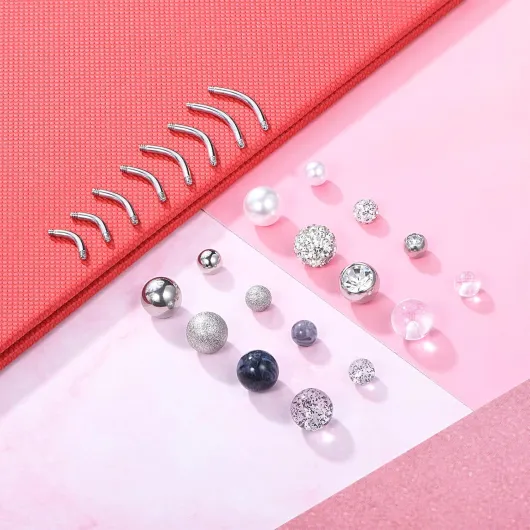 Percing Banana Nombril Boule Court Acier Chirurgical 14G 6/8/10/12mm Barres de Ventre Piercing Argent