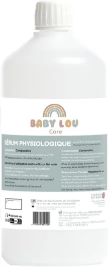 Sérum Physiologique bouteille 6x1L - NaCl 0,9% - Fabriqué en France - Lavage des fosses nasales - Hygiène du nez - Pour irragation externe