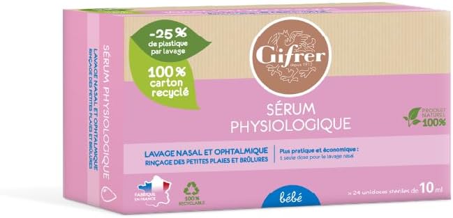 Gifrer Sérum Physiologique lavage nasal et ophtalmique NOUVEAU - Pack de 6 Boites de 24 x 10 ml