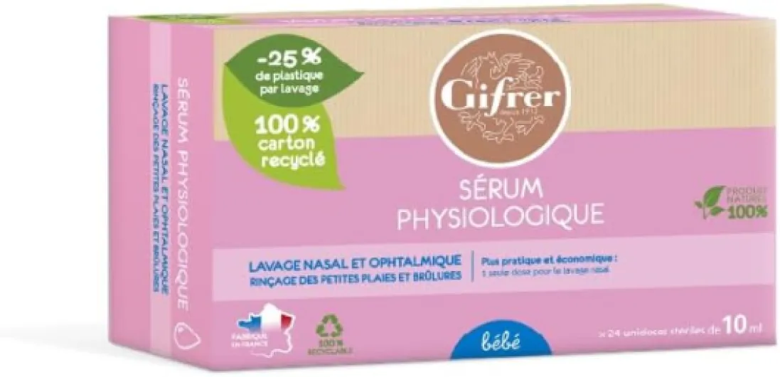 Gifrer Sérum Physiologique lavage nasal et ophtalmique NOUVEAU - Pack de 6 Boites de 24 x 10 ml