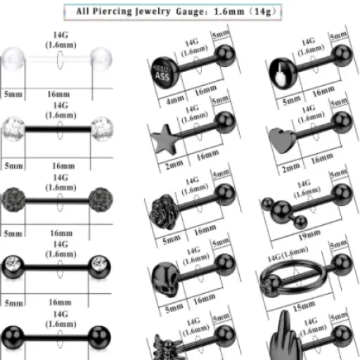 Test JeweBella 20 pièces 14G piercing langue : beaucoup de barres pour pas cher, mais quelques limites