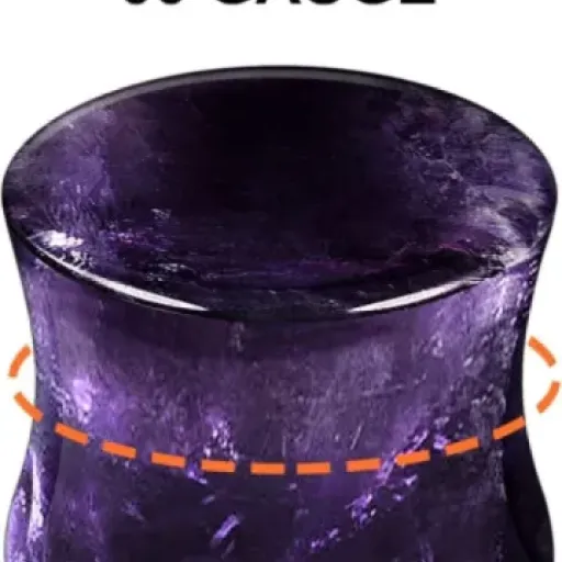 Test Écarteur d'oreille améthyste 10 mm BanaVega : joli plug en pierre, mais pas parfait