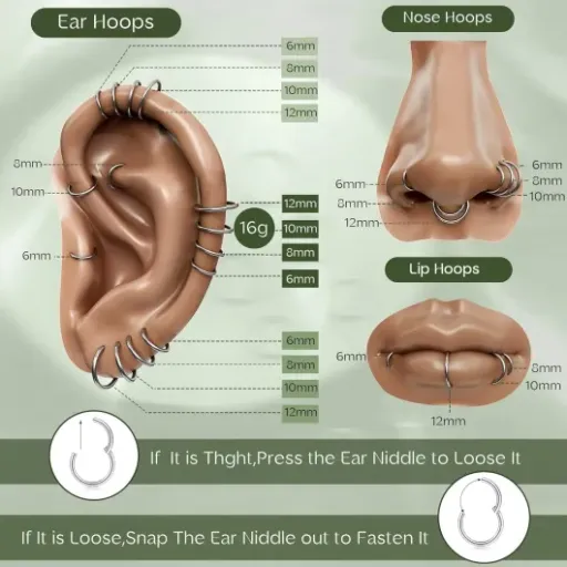 Test Milacolato 8Pcs 16G : des anneaux de piercing simples qui font le job sans se ruiner