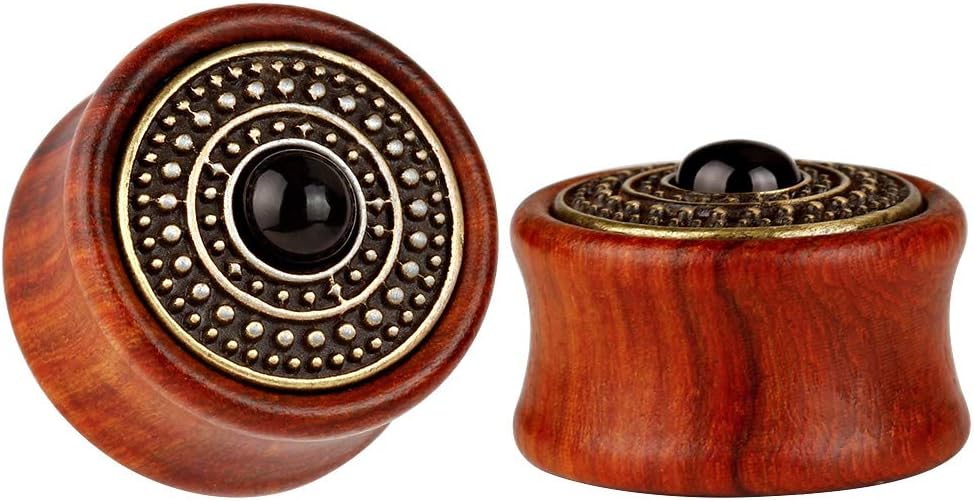 8PCS Sun Moon Organic Wood Selle Bouchons d'oreille Tunnels Stretching Punk Piercings Expanders Set Taille : 14 mm