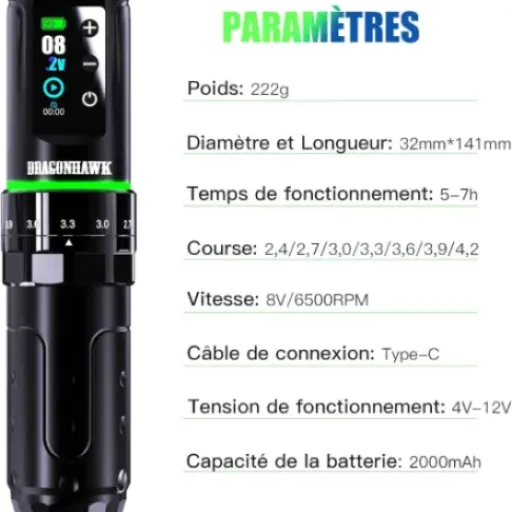 Test Dragonhawk L3 Kit de Tatouage : un combo machine sans fil + imprimante stencil qui fait le job pour débuter